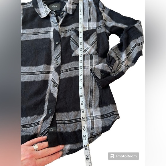 Rails black and white plaid long sleeve collared button-down soft shirt size XS - Picture 5 of 8